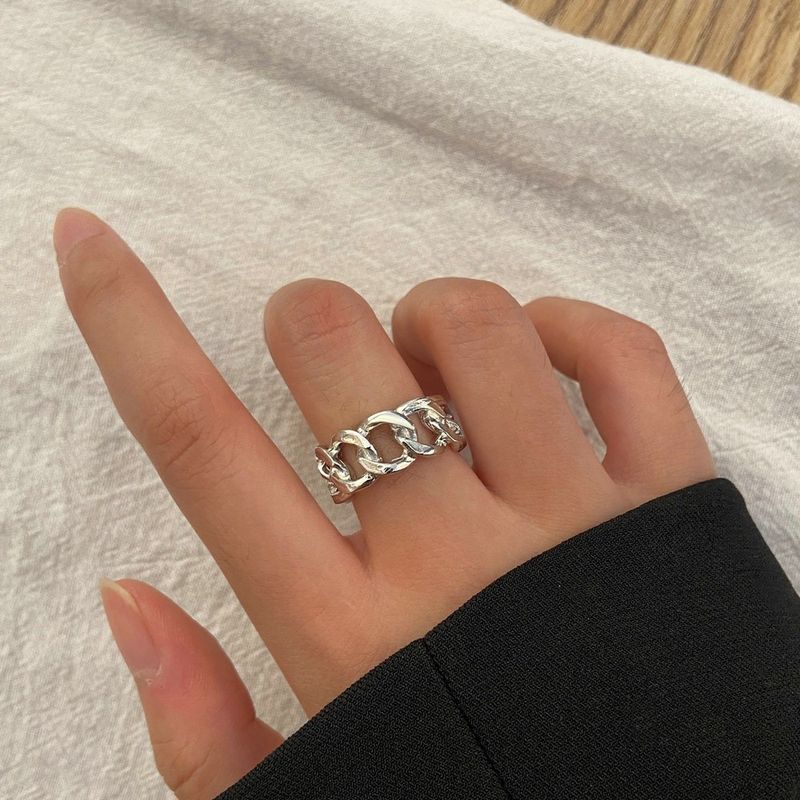 Anillo de dedo índice apilable de estilo minimalista con líneas irregulares abiertas para mujer._voghion.com