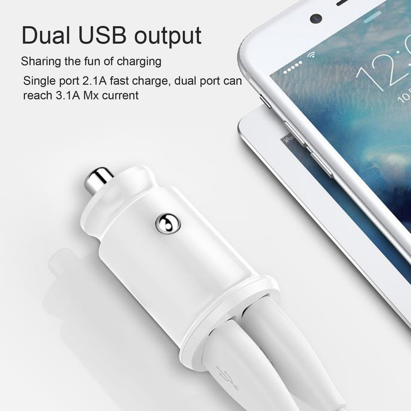 Kunjiuyou Car Charger Mini Quick Charge 3.1A Dual USB Auto Charger Adapter For Mobile Phone-Black_voghion.com