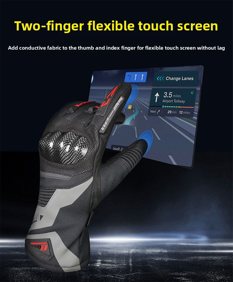 Luvas de inverno para motociclismo OnesAgain, longas, impermeáveis, resistentes ao vento e quentes, para homens e mulheres, com proteção anti-queda._voghion.com