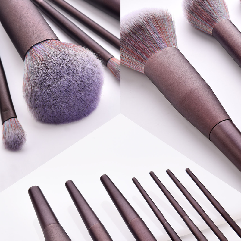 7-teiliges Make-up-Pinsel-Set, Holzgriff, Pinselspitze, lila Hemdschutz, Make-up-Tools GUJHUI_voghion.com