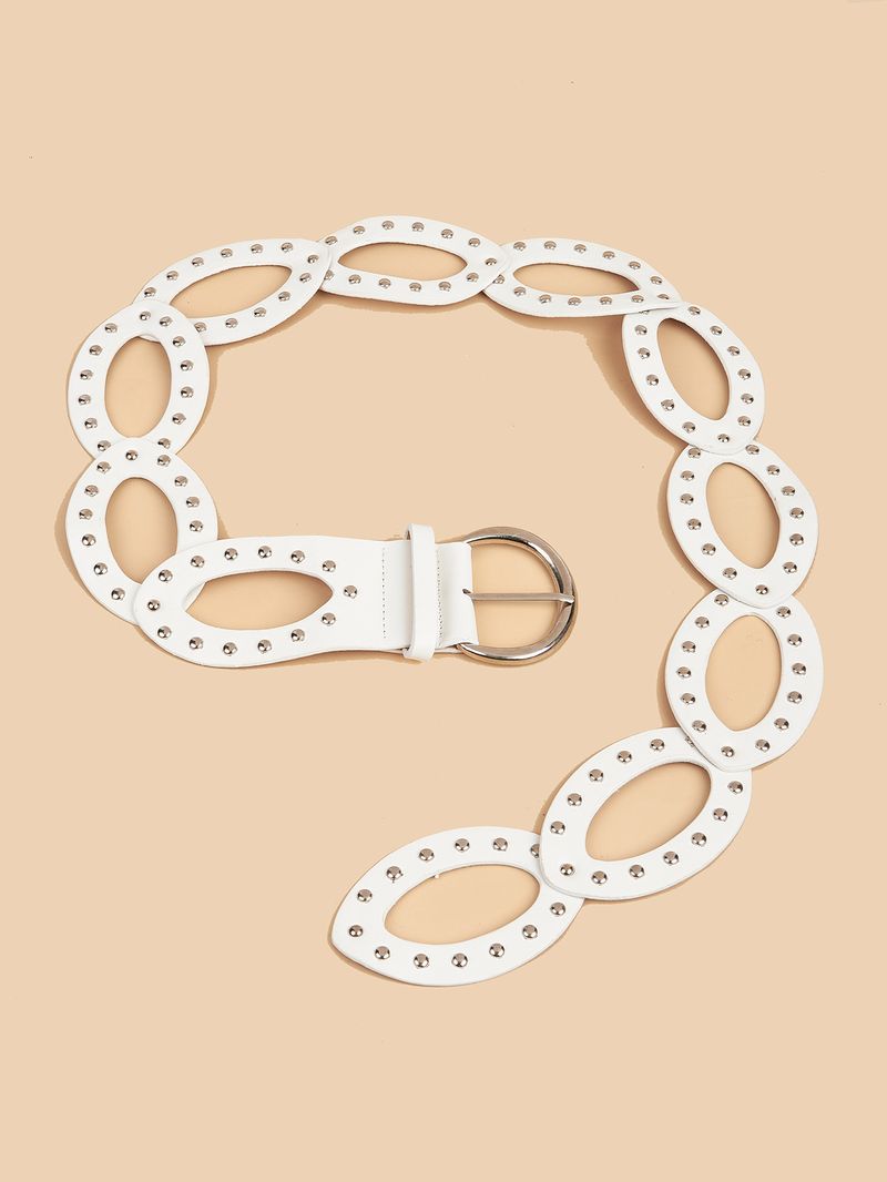 Ielas modes dobi apļveida PU ādas raibs ar unikālu jostasvietu, daudzpusīgu sieviešu jostu ar radzēm_voghion.com