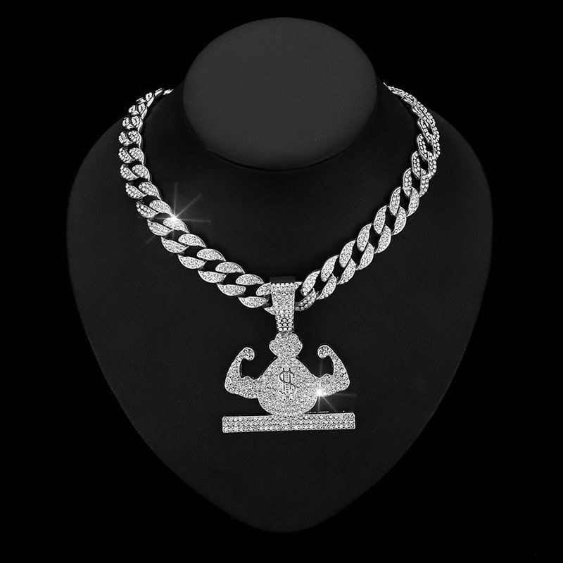 Nischendesign Volldiamant Hip Hop Arm Geldbeutel Anhänger personalisierte kubanische Halskette Schmuck_voghion.com