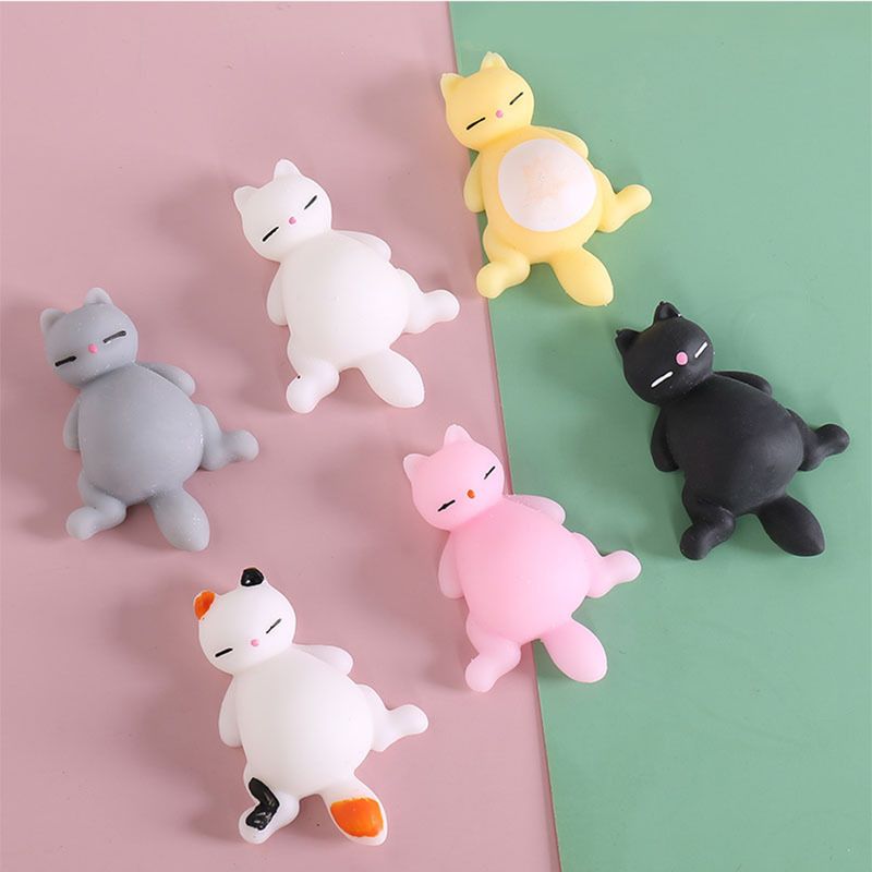 5 Stück Katzen-Quetschspielzeug, schöne Cartoon-Kätzchen-Puppenfigur, Kneifspielzeug, Stressabbau, weiche TPR-Neuheit, Tierpuppen, zerquetscht Anti-Stress-Spielzeug, Partygeschenk_voghion.com