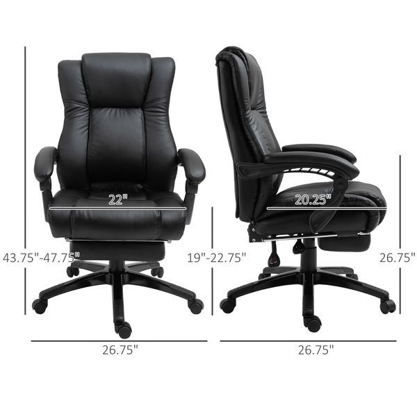 Vinsetto Executive Office Chair High Back With Footrest Adjustable Ergonomic Black_voghion.com