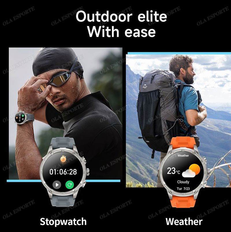 Montre connectée militaire pour hommes, 710 mAh, pour l'extérieur, GPS, boussole, fréquence cardiaque, lampe de poche LED, appels Bluetooth, sport_voghion.com