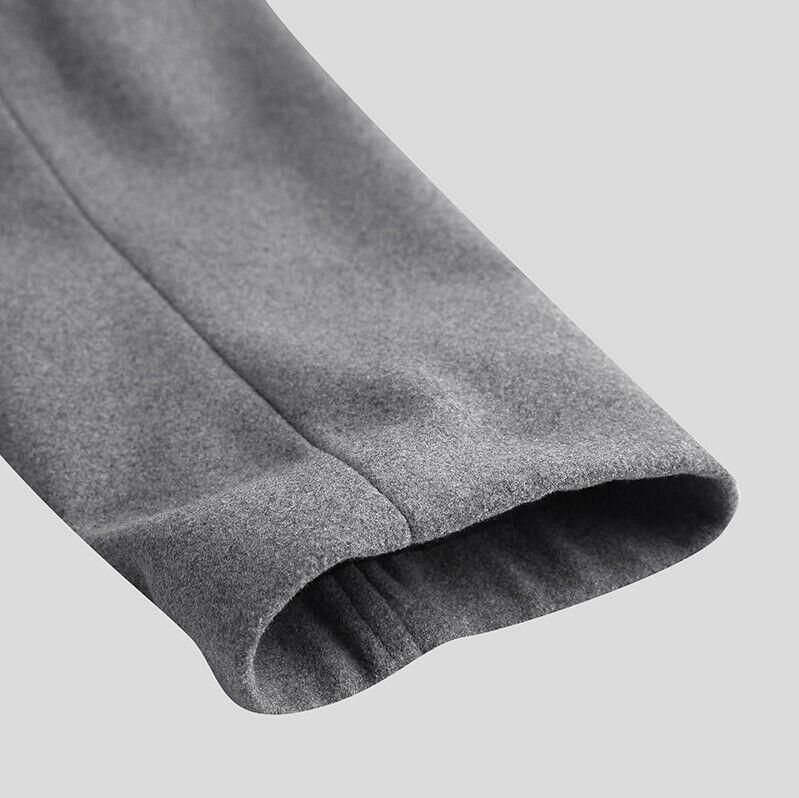 Casaco de lã masculino britânico plus size, longo, frente e verso_voghion.com