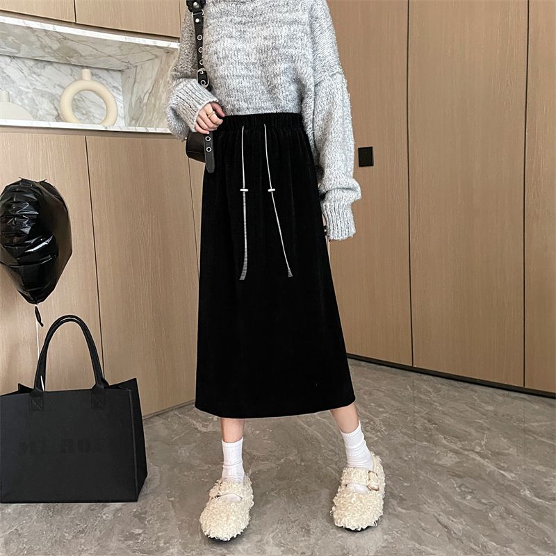 ChicShe 2024 Spring And Autumn New Thin Style Plus Size Loose Slimming High Waist With Slit Straight A-Line Skirt_voghion.com