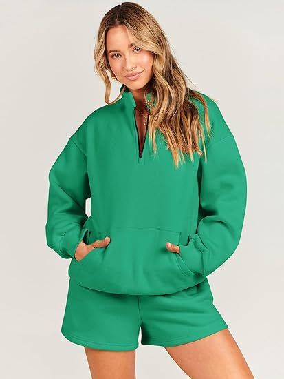 Women's Clothing Three quarter Pants Solid Color Sweater Pocket Two piece Set _voghion.com