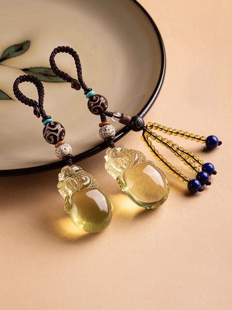 Natürlicher Citrin, exquisiter Pixiu-Schlüsselanhänger fürs Auto, hochwertiger kreativer Schmuck, kleiner Sicherheitssymbol-Anhänger für Herren._voghion.com