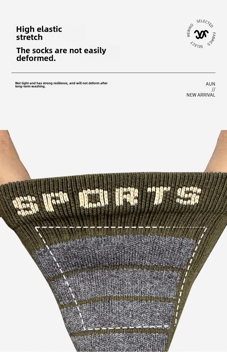 3A Antibakteriální basketbalové ponožky z merino vlny Pánské podzimní a zimní sportovní ponožky Dámské outdoorové horolezecké ponožky s ručníkem do poloviny trubky_voghion.com