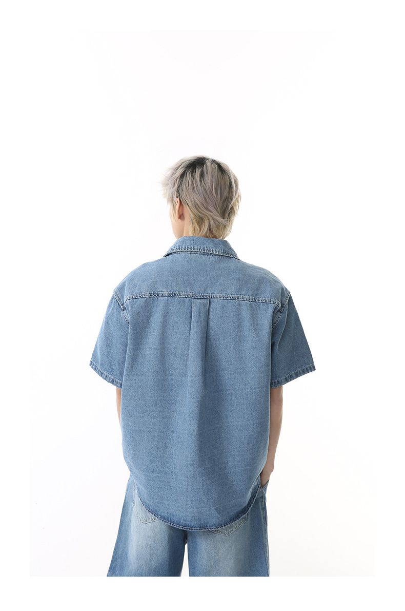 Męska odzież modna Cleanfit Washed Casual Biała koszula z krótkim rękawem Garnitur Wiosna i Lato_voghion.com