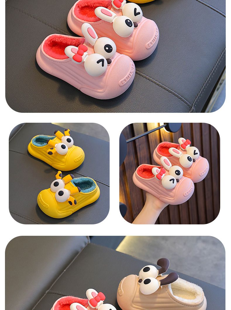 Pantofole invernali per bambini in cotone per ragazzi e ragazze, calde e vellutate, impermeabili, carine, per bambini, antiscivolo, per la casa, in cotone_voghion.com