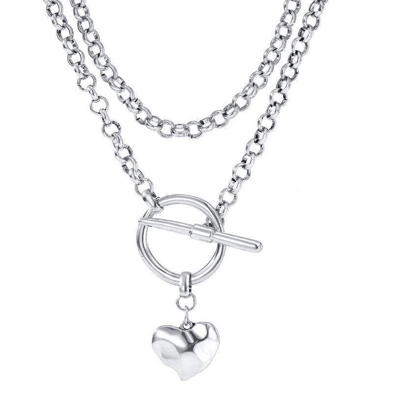 European And American Cross Border Love Hammered Necklace Personality Exaggerated Retro Temperament Old Fashion Jewelry All Match Chain Necklace_voghion.com