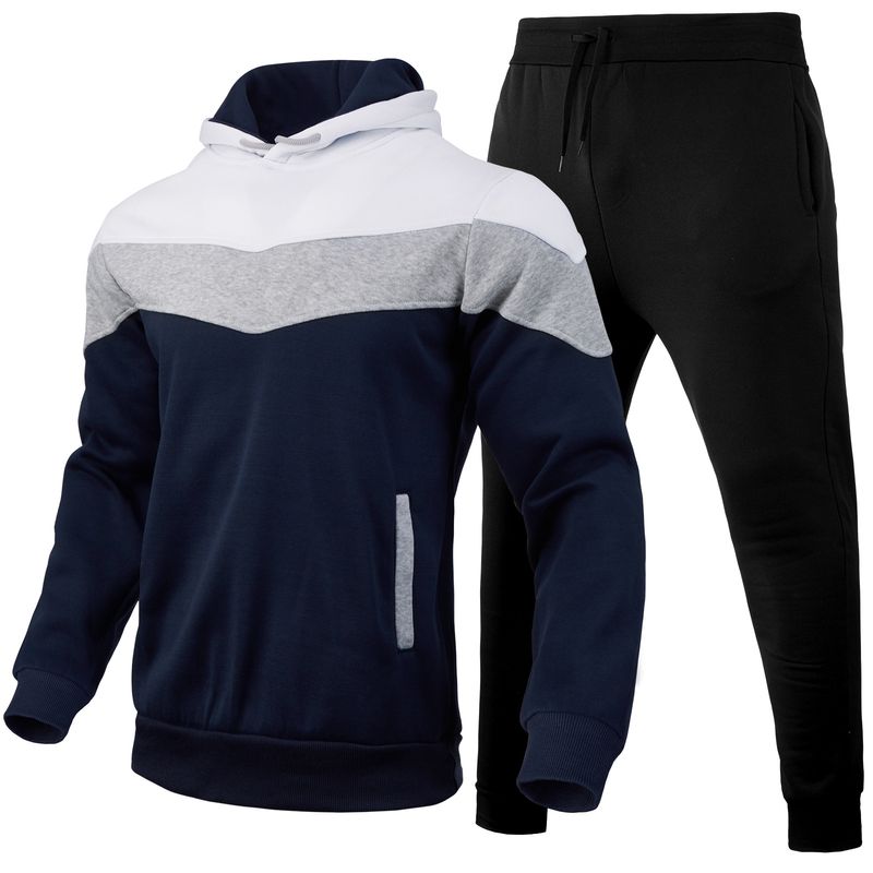 Abbigliamento uomo casual completo felpa con cappuccio pantaloni due pezzi completo_voghion.com