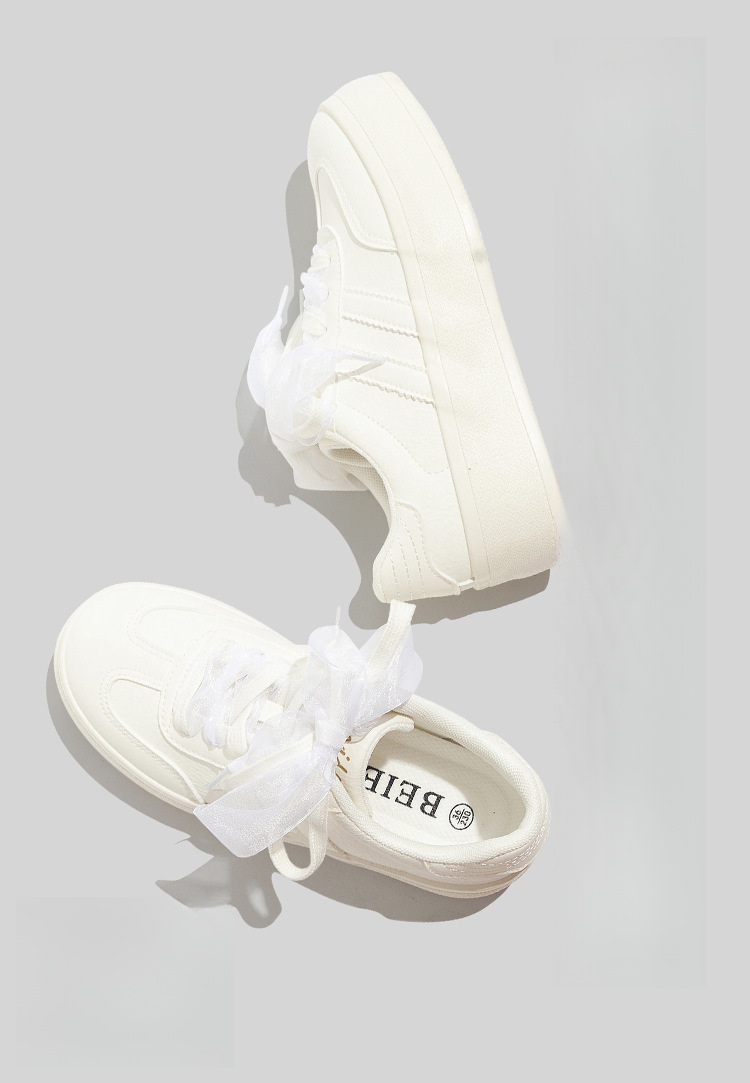 Thick Sole White Women's 2025 New Leather Panel Fashion Versatile German Training Casual Single Shoes Fashion Versatile Wear Comfortable Casual_voghion.com