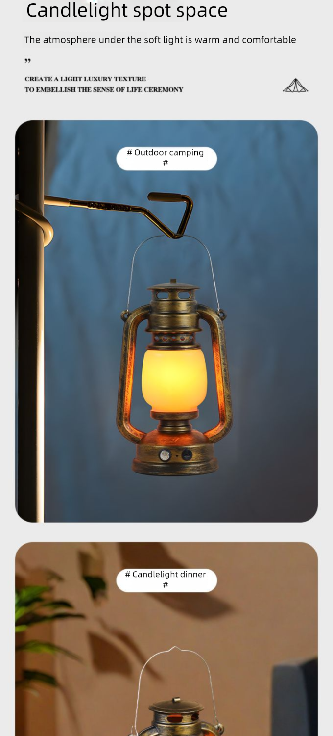 LED Rechargeable Bar Creative Qingba Decorative Table Iron Art Outdoor Camping Kerosene Lamp Lantern_voghion.com