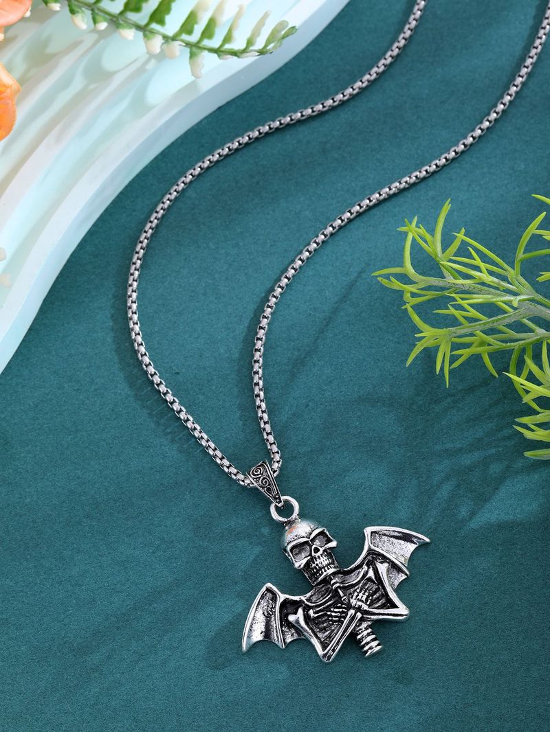 Halloween Engel Schädel Halskette Punk herren Schlüsselbein Kette_voghion.com