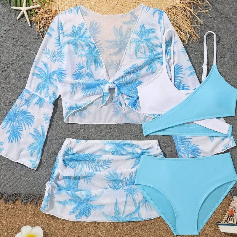 Maillot de bain bikini taille haute 4 pièces New Style pour grands enfants_voghion.com