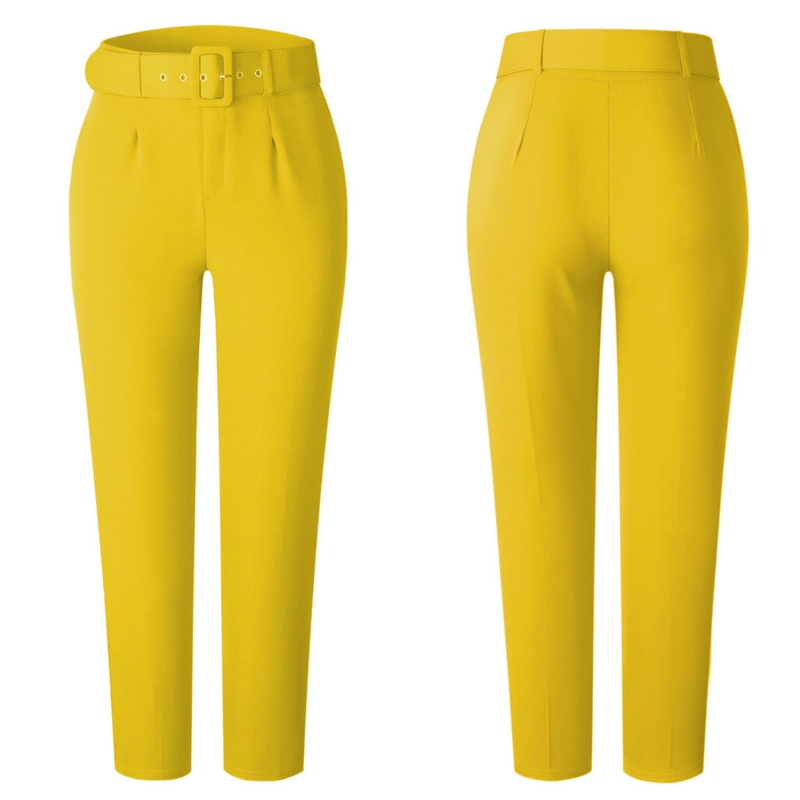 Freizeithose mit hoher Taille, Slim-Fit-Anzughose, Damenhose, Herbst-Berufshose_voghion.com