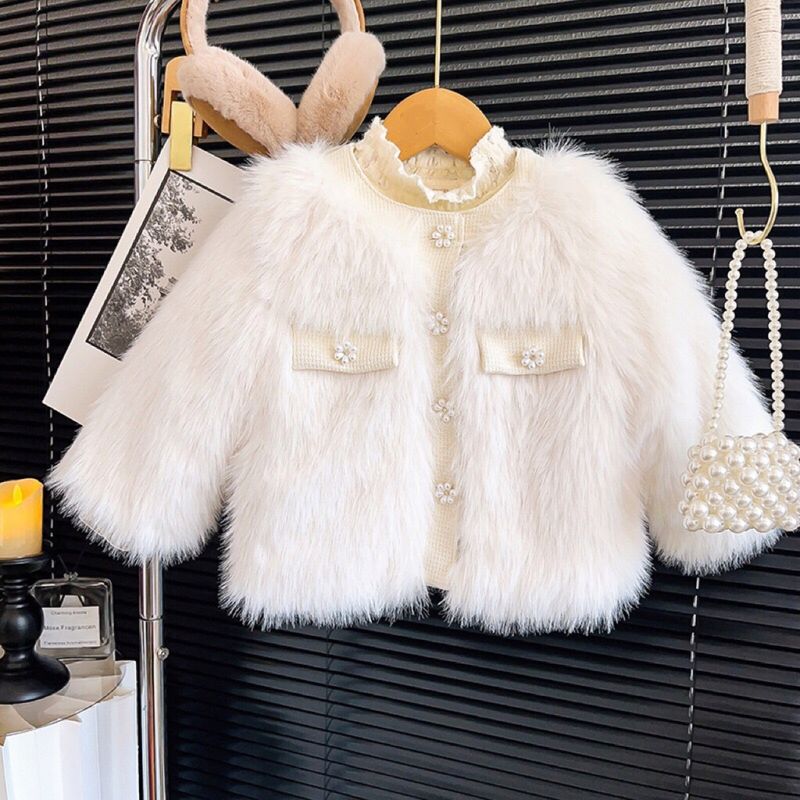 Mädchen-Wintermantel aus Kunstpelz im neuen Stil, vielseitiges Hemd mit Boden_voghion.com