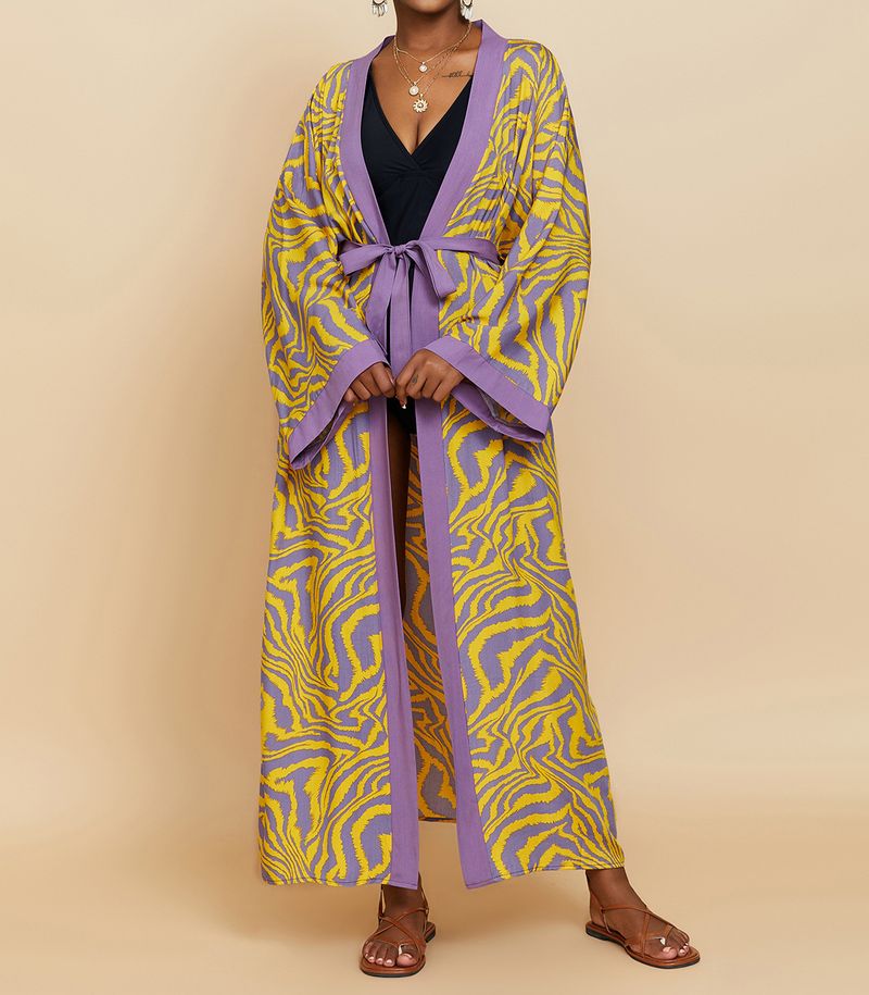 Women's Clothing Beach cover-up rayon zebra pattern holiday bikini sunscreen cardigan dress large size loose_voghion.com