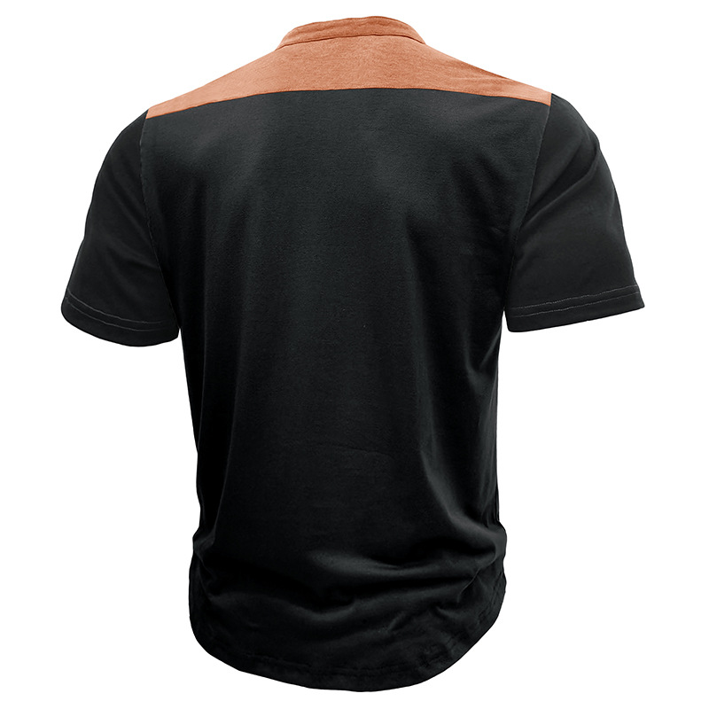 T-shirt à manches courtes et col montant pour homme, chemise Henley de sport de plein air pour homme, haut de fitness, t-shirt_voghion.com