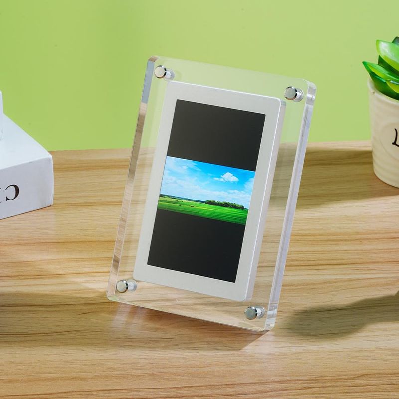 5 Inch Acrylic Photo Frame 1200mAh Vertical Display IPS Screen 4G Memory Battery Digital Portrait Holder_voghion.com