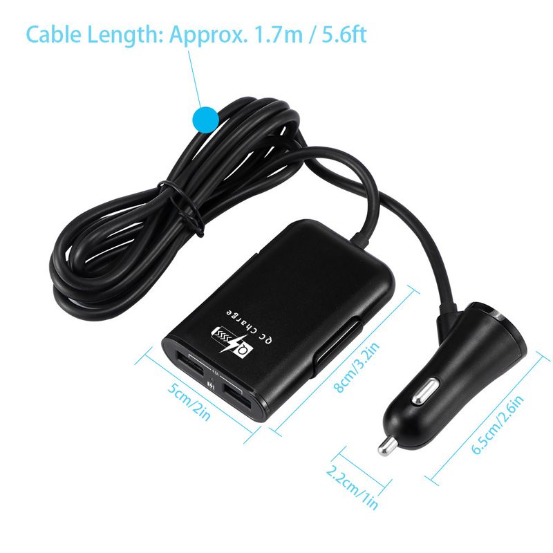 Music Festival  One to four 4USB wired fast charging with 4-port multi port 4-in-1 car charger for front and rear seats_voghion.com