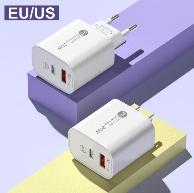 PD20W European And American Standard Small Fat Dual Port A+C Suitable For Android Phone Charger Head_voghion.com