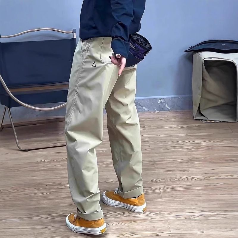 2025 New Functional Small Triangle White Label Loose Tapered Thin American Workwear Long Men's Casual Pants_voghion.com