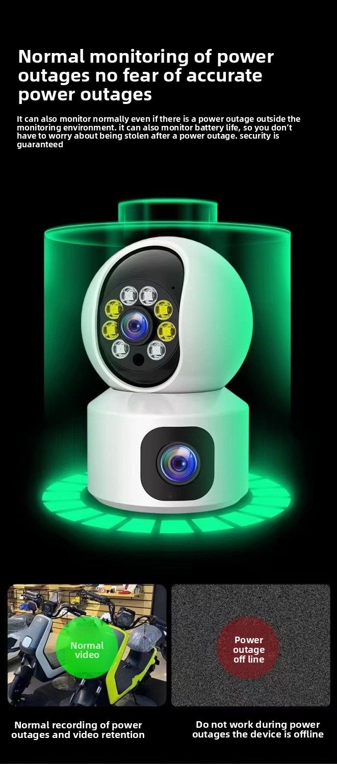 Telecamera binoculare a colori con rotazione a 360°, doppio schermo intelligente Wi-Fi senza fili_voghion.com