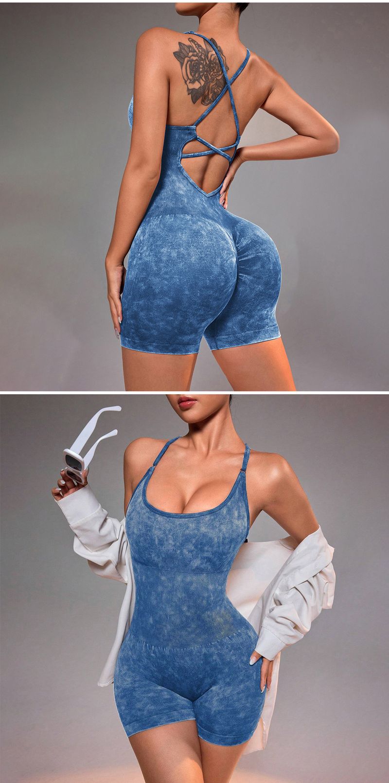 Damenbekleidung Nahtloser einteiliger Yoga-Anzug Schöner Rücken Einteiliger Pfirsichhüft-Sport-Elastischer hoher Taillen-Hüftlifting-Fitness-Kleidung für Frauen_voghion.com
