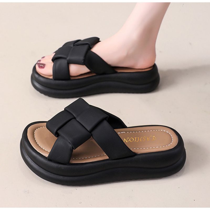 Plateau-Hausschuhe Damen tragen hochwertige 2024 Sommer neue weiche Sohle Flip-Flops Mode Hausschuhe_voghion.com