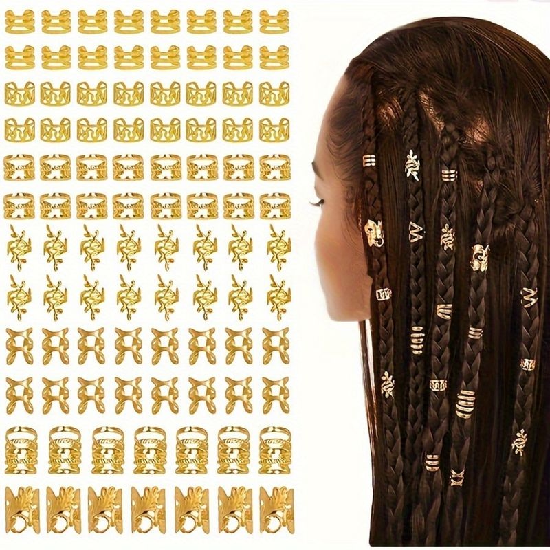 210-teiliges Set mit modischen offenen Dreadlock-Haarringen aus Metall, afrikanischen Zopfclips mit Blattdesign_voghion.com