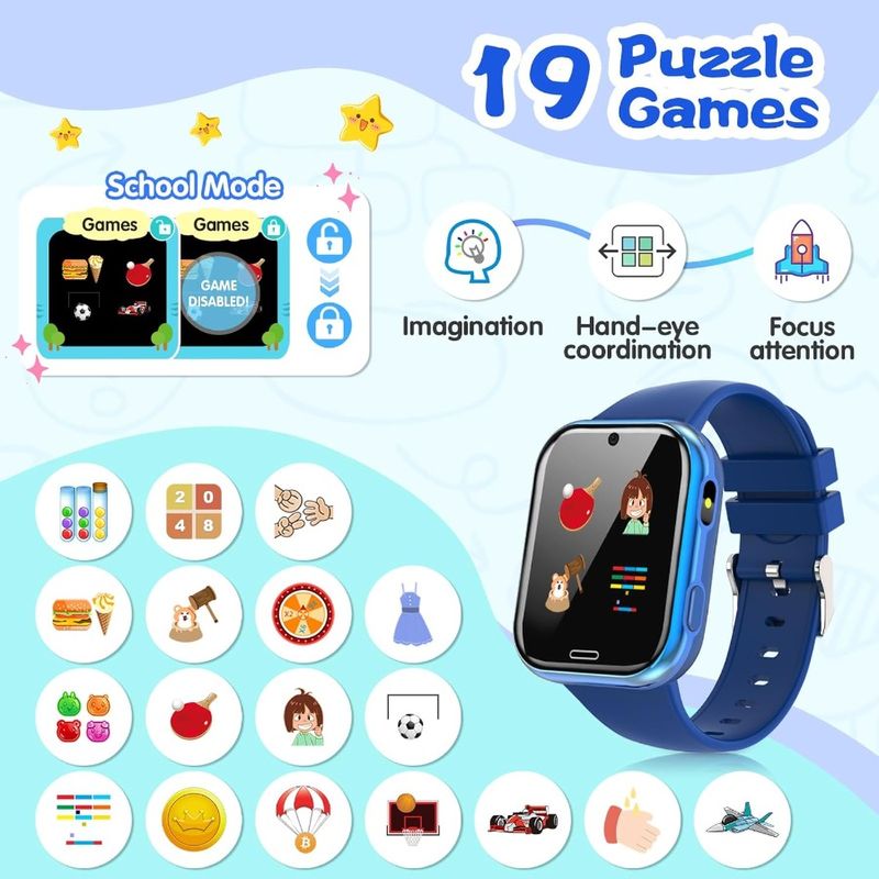 Smart Watch For Suitable For Boys And Girls 412 Years With 19 Games Camera Video Music Alarm Clock Audiobook Learn Card Calcula_voghion.com