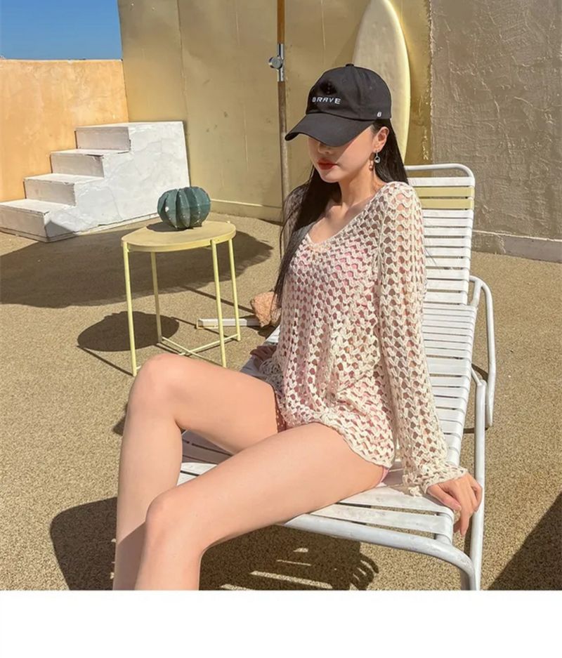 Maillot de bain cache-maillot de bain pour vacances européennes et américaines, pull ample, jupe de plage mi-longue, soleil_voghion.com