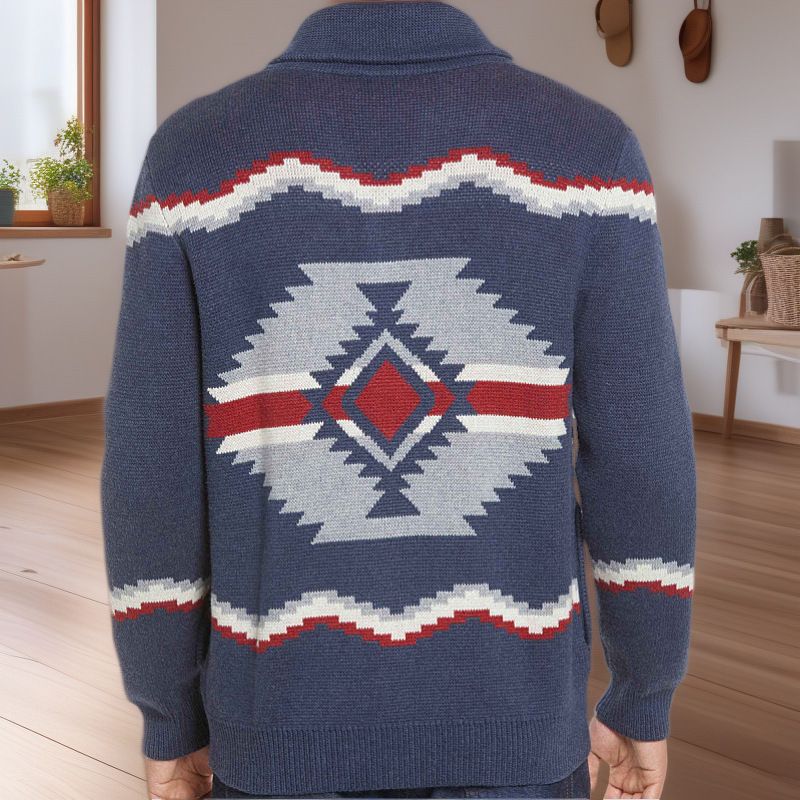 Klassischer Herren-Strickpullover mit geometrischem Jacquardmuster und Stehkragen im Vintage-Stil, Modell SY0044_voghion.com