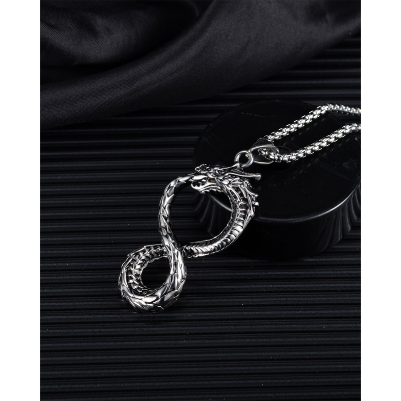 Infinity Symbol Dragon Necklace Personalized Titanium Steel Pendant_voghion.com