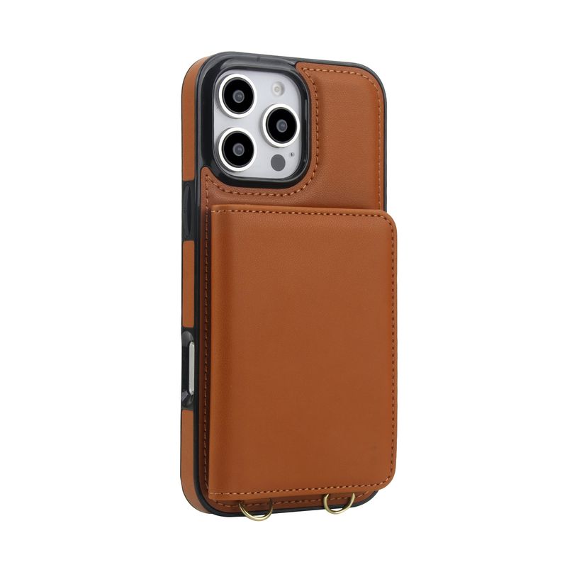 Custodia in pelle con chiusura magnetica per iPhone 16 Pro Max 14 15 Plus 13 12 11, porta carte con blocco RFID e tracolla._voghion.com