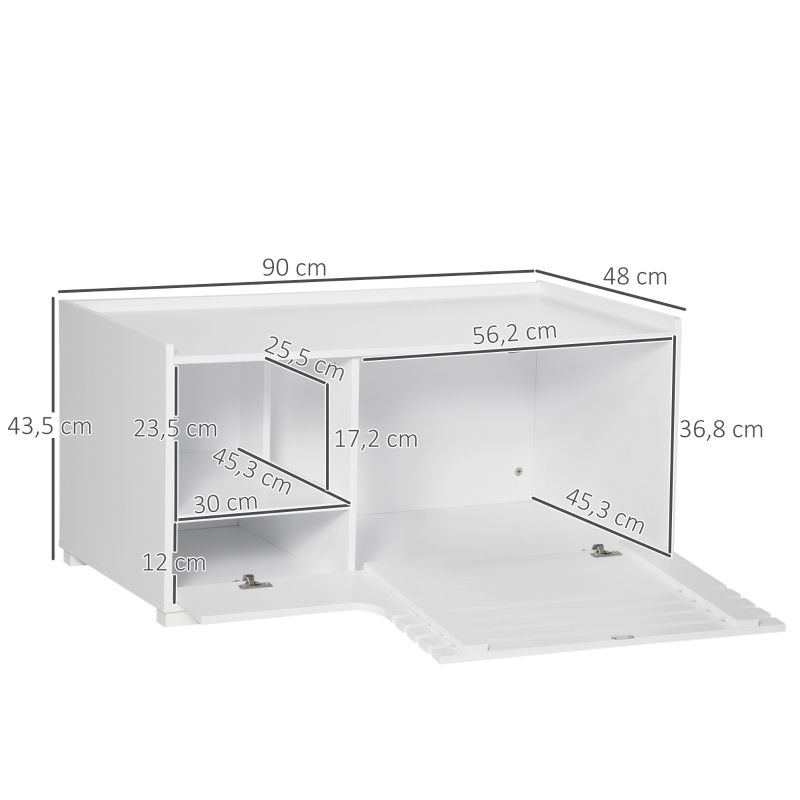 Katzenschrank Mit 2 Regalen, 2-in-1 Design Mit Magnettür, Blanc_voghion.com