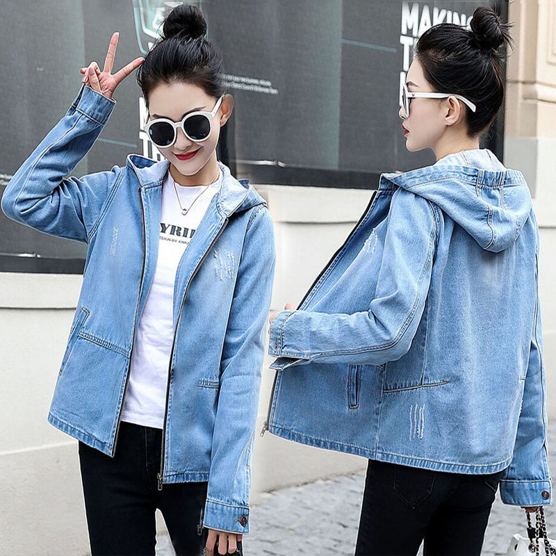 Jaqueta e casacos jeans com capuz para mulheres 2023 nova primavera outono casual jaqueta jeans curta Chaqueta Mujer Casaco Jaqueta_voghion.com