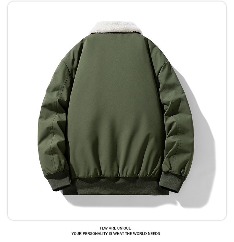 Fattened Plus Size Lamb Wool Jacket Cotton Jacket Men's Loose Fat Thickened Cotton Jacket_voghion.com