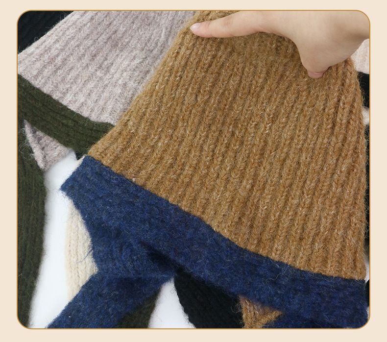 uth Winter Series For Women, Warm Ear Protection Balaclava, Large Head Circumference, Face Slimming, Color-Block Knitted_voghion.com