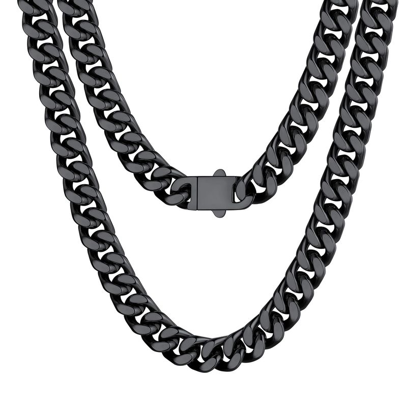 Laatikui 12 mm Miami Cuban Chain Halsketten Edelstahl klobige Choker-Halskette Cool Swag schwere Panzerhalskette für Männer_voghion.com