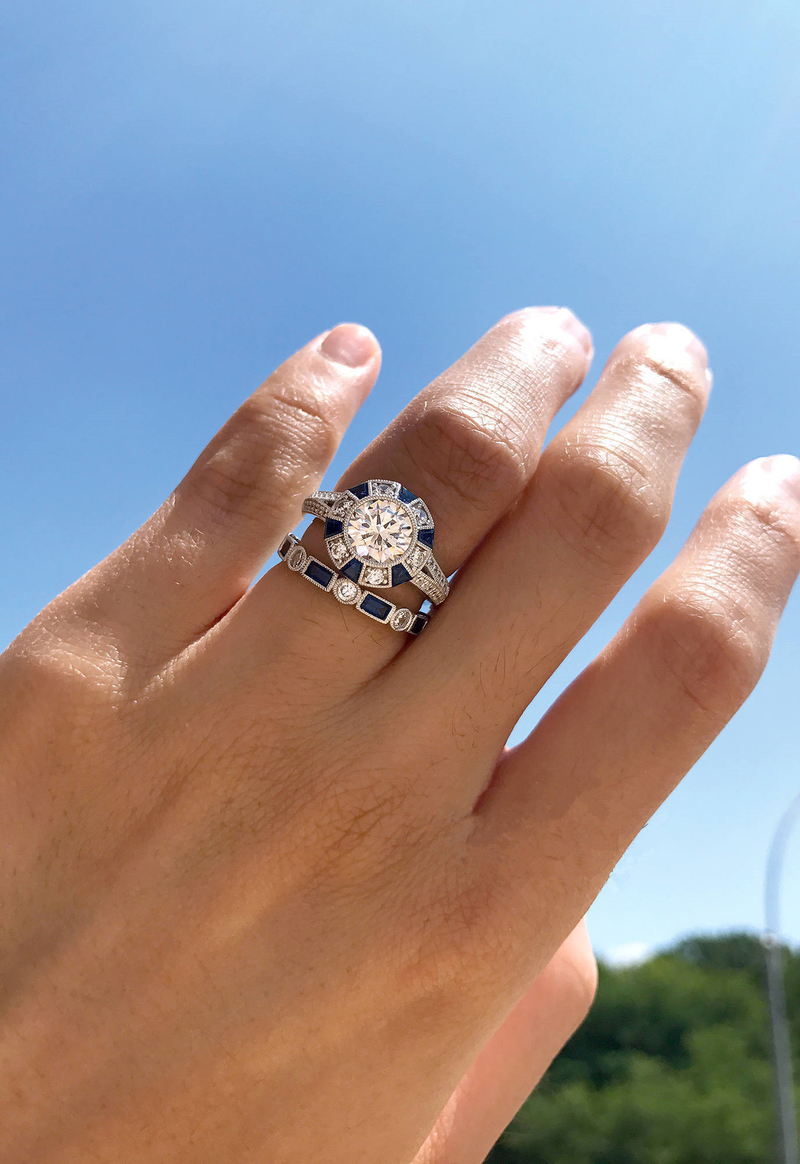 Zhenrong New Synthetic Blue Topaz Diamond Set Ring for Women's Engagement_voghion.com