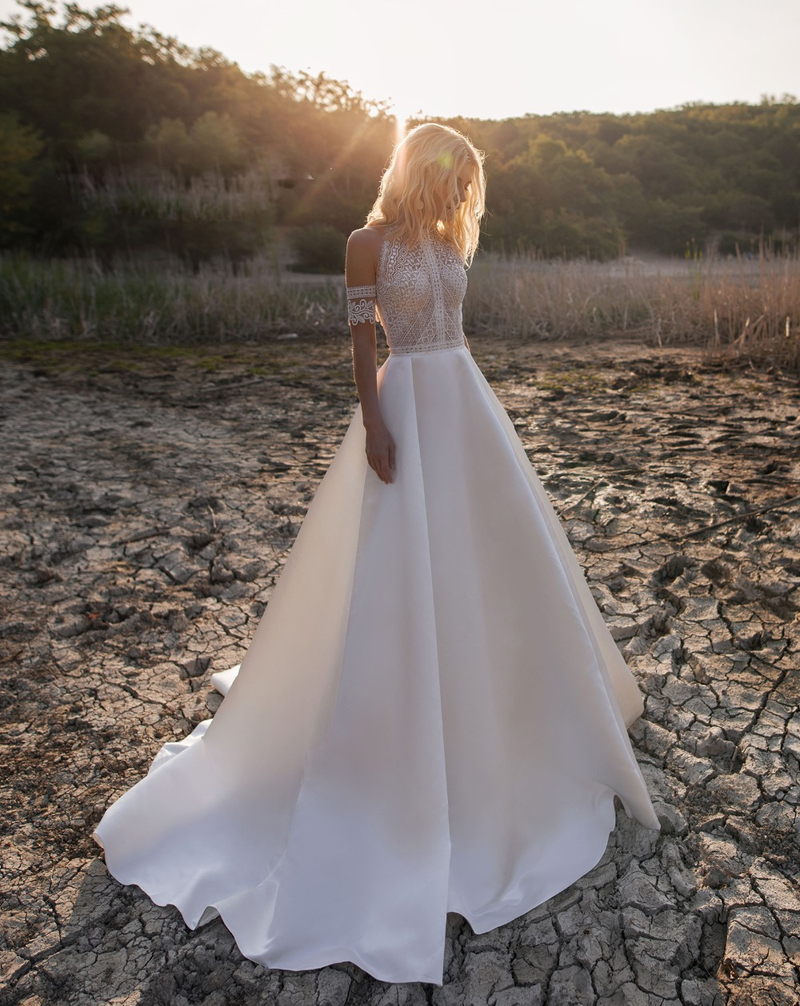 Abito da sposa da donna con pizzo, gancio, fiore, coda di pesce, sottile, sposa, abito da sposa_voghion.com