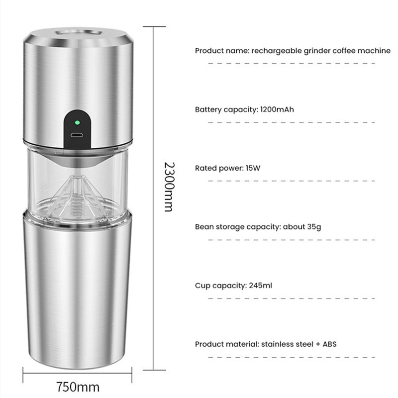 Mini kafijas dzirnaviņas USB uzlāde Nerūsējošā tērauda Elektriskā dzirnaviņas Mašīna Rieksti Pupiņas Garšvielas Graudi Pipari Pipari Malšanas Virtuves Instrumenti_voghion.com