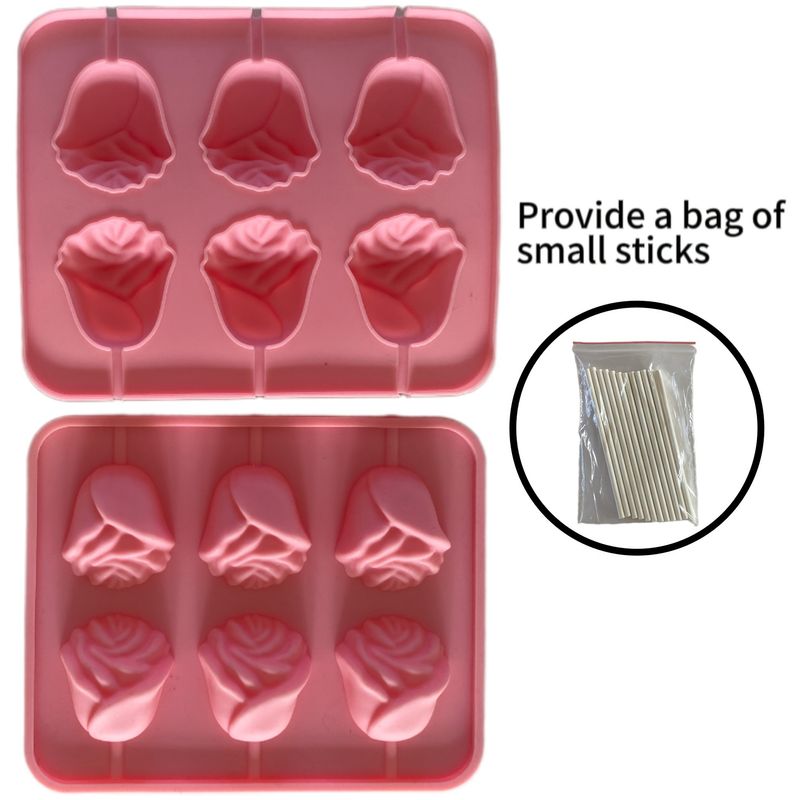 Lot de 2 moules en silicone antiadhésifs en forme de rose 3D pour la cuisson de gâteaux et de desserts, résistants aux hautes températures, décorations de chocolat pour la Saint-Valentin_voghion.com