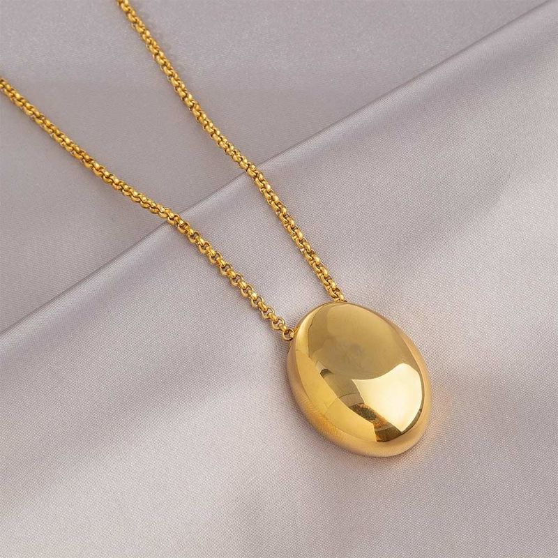 2025 Women Fashion Brand new matte metal oval pendant, geometric long women's sweater luxurious and charming fine necklace, artificial_voghion.com