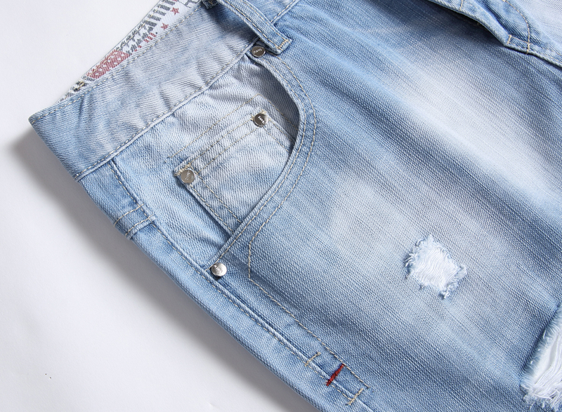 Männerkleeder Summer dënn Denim Shorts Männer gerappte mëttel Hosen Trend locker riicht gedréckt Männer Véierelshosen_voghion.com